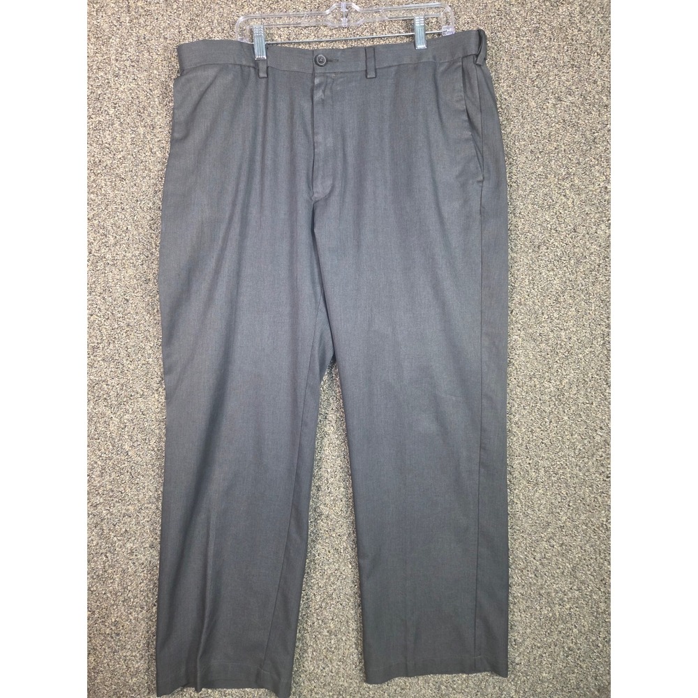 Haggar Cool18 Pro Dress Pants Mens‎ 40x30 Gray Flat Front Performance Trousers